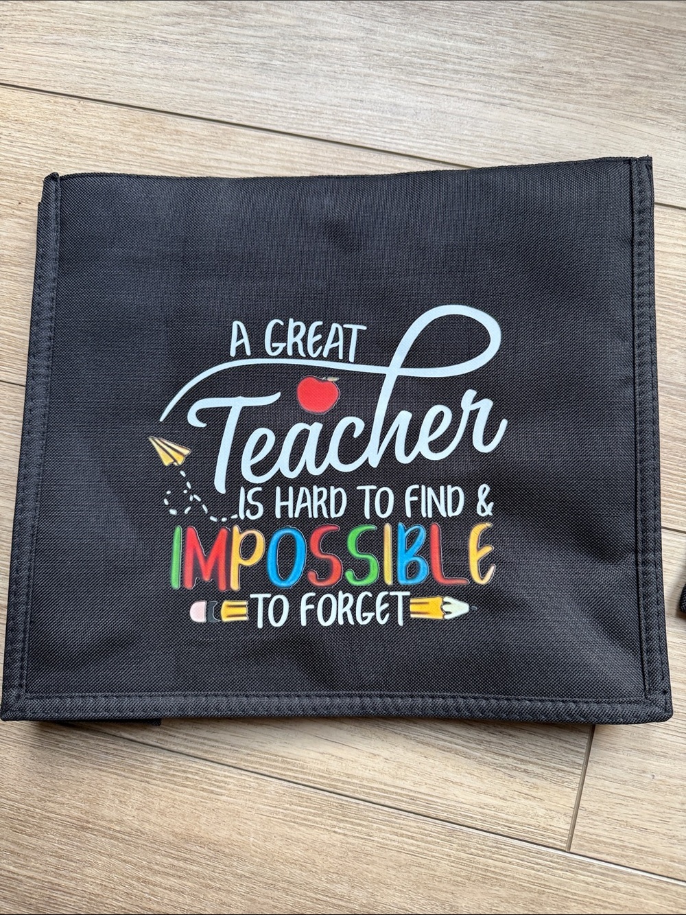 NWOT Teacher Appreciation Black Zipper Pouch Set with Colorful Lettering